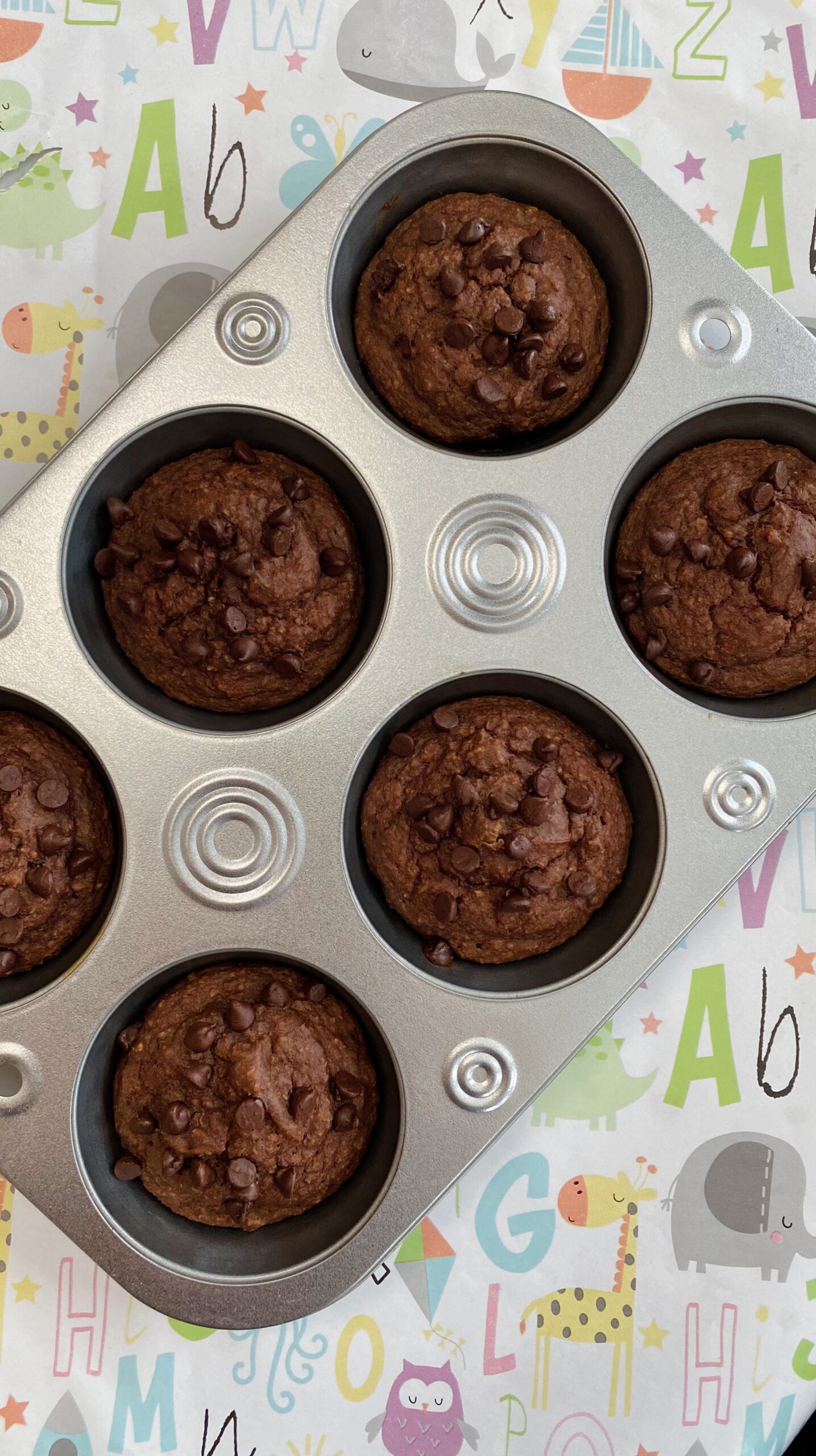 Chocolate beetroot muffins just out of the oven